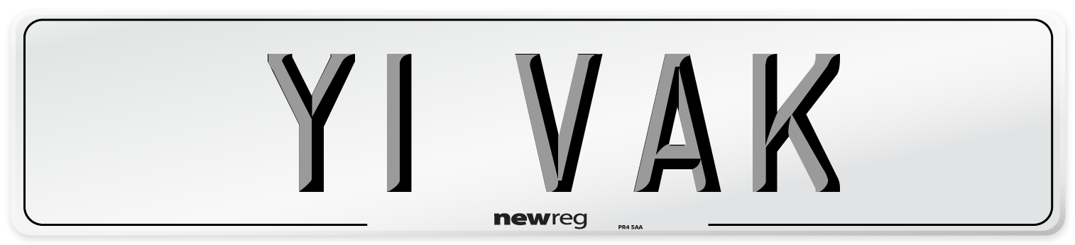 Y1 VAK Number Plate from New Reg